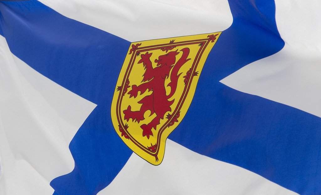Nova Scotia's provincial flag flies on a flagpole in Ottawa, Friday, July 3, 2020. THE CANADIAN PRESS/Adrian Wyld.