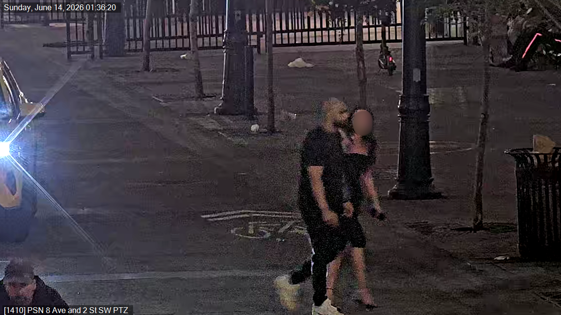 Calgary police have released CCTV images of a suspect wanted for the alleged assault of three men in downtown Calgary earlier this month.