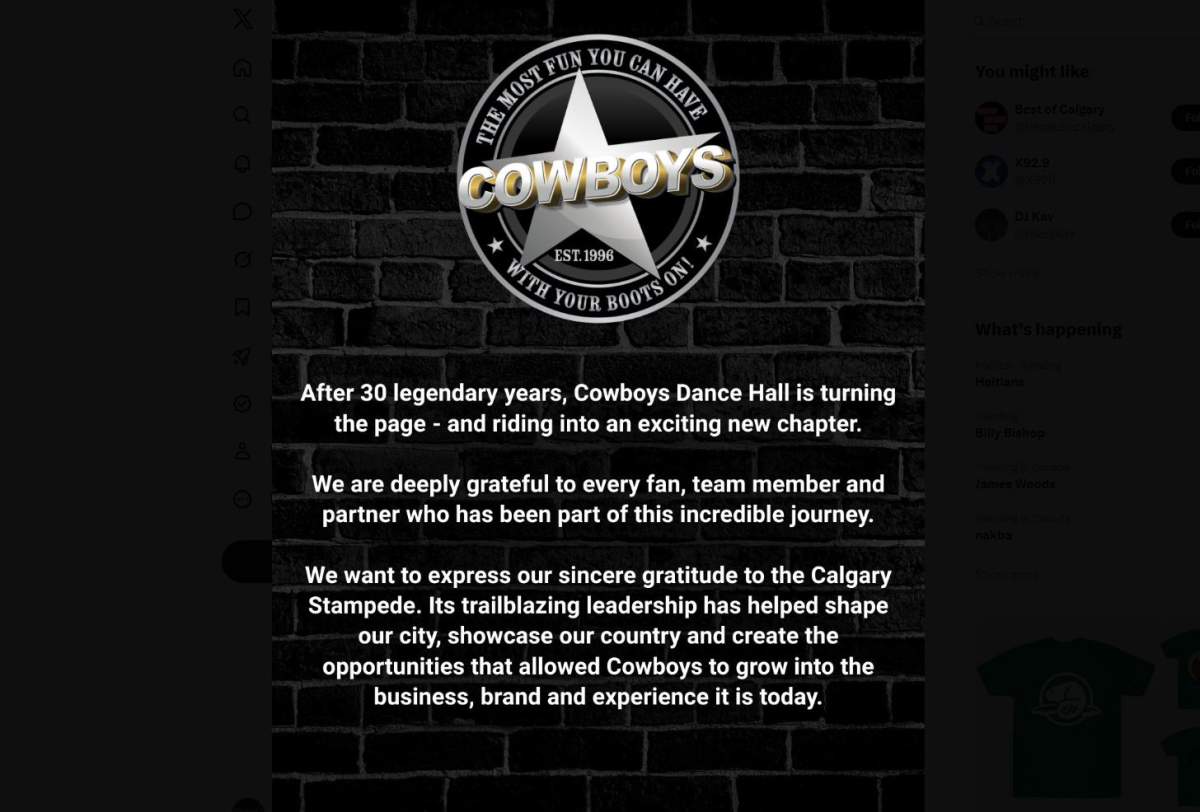 Cowboys Dance Hall took to social media on Monday to announce it is closing after 30 years in business.