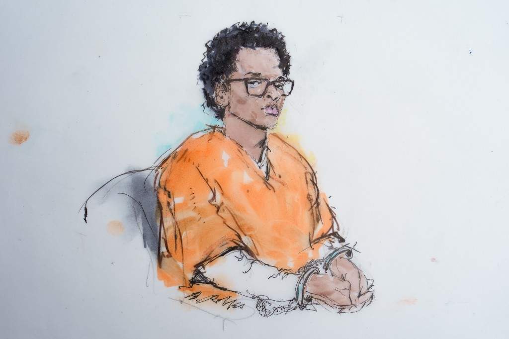 In this courtroom sketch, David Anthony Burke, who is known as D4vd, is seen in court Tuesday, July 21, 2026, in Los Angeles.