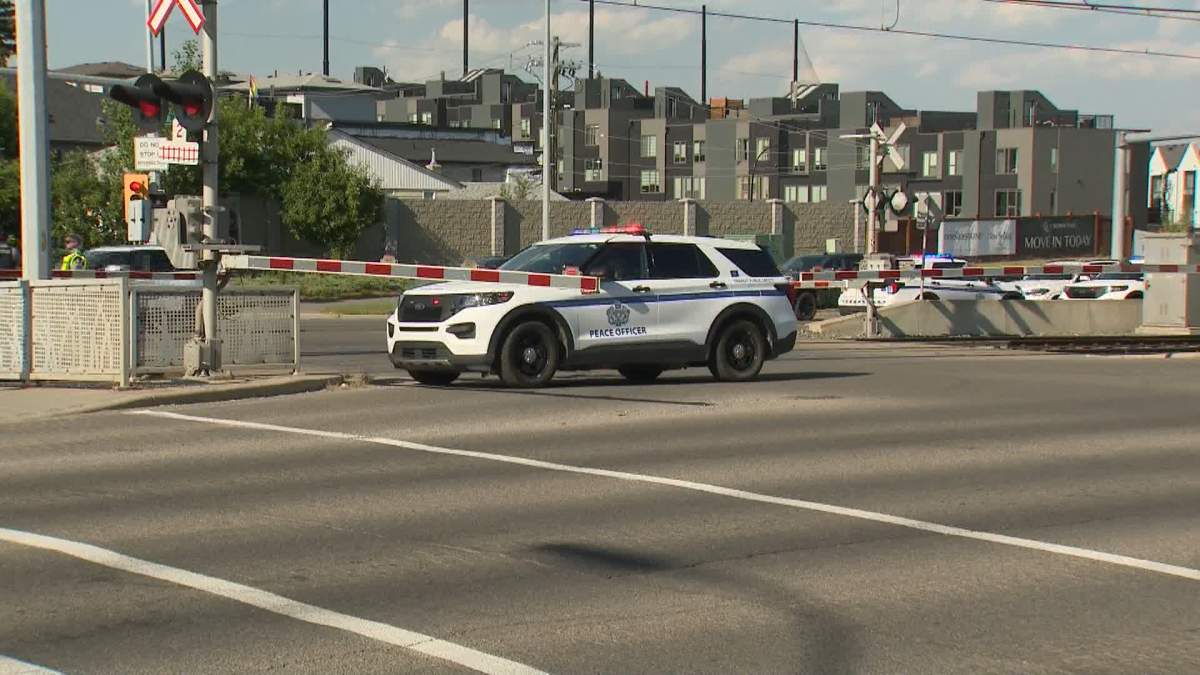 Calgary Police said the woman died after being struck by a CTrain at the Shaganappi CTrain Station on Monday.