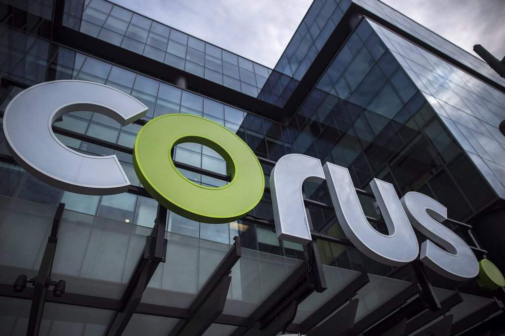 The Corus logo at Corus Quay in Toronto is shown on Friday, June 22, 2018.