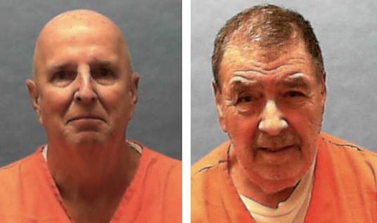 This combo from photos provided by Florida Department of Corrections shows from left, James Aren Duckett and Dominick Anthony Occhicone.