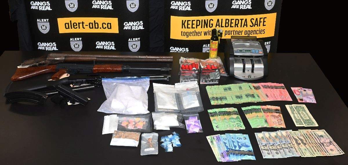 A photo, provided by ALERT, showing the items that members of the organized crime unit seized during their recent investigation.