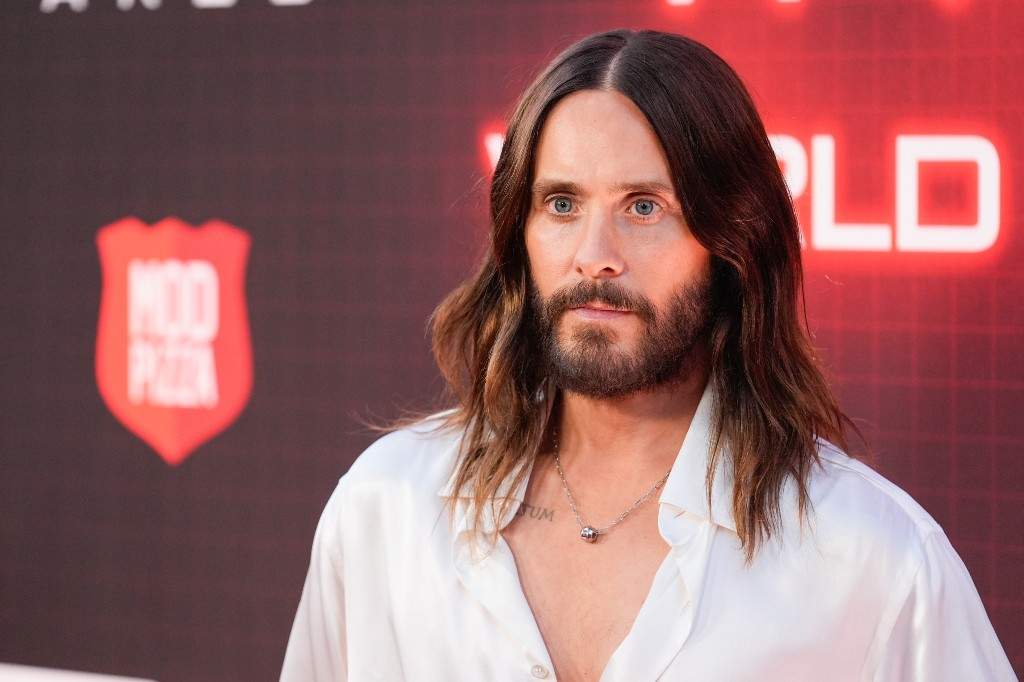 Jared Leto arrives at the premiere of 'Tron: Ares' on Monday, Oct. 6, 2025, at TCL Chinese Theatre in Los Angeles.