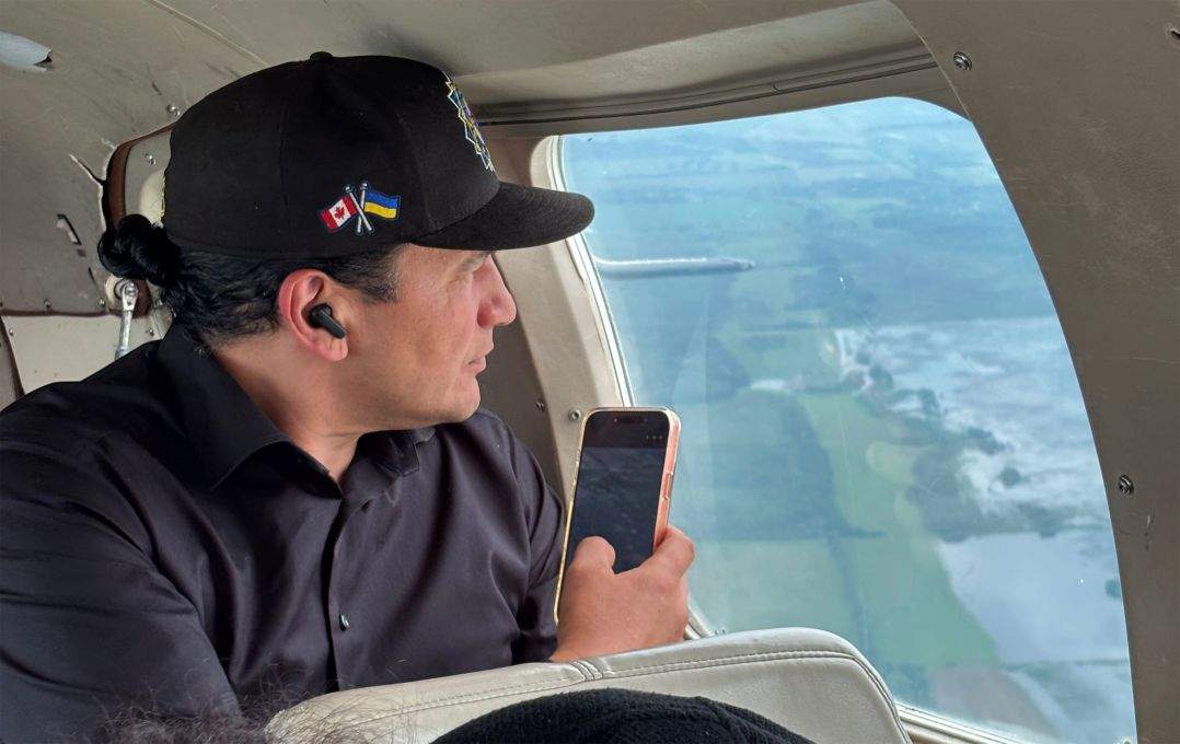 Premier Wab Kinew visited flooded Dauphin and Swan River earlier this month, on July 2.