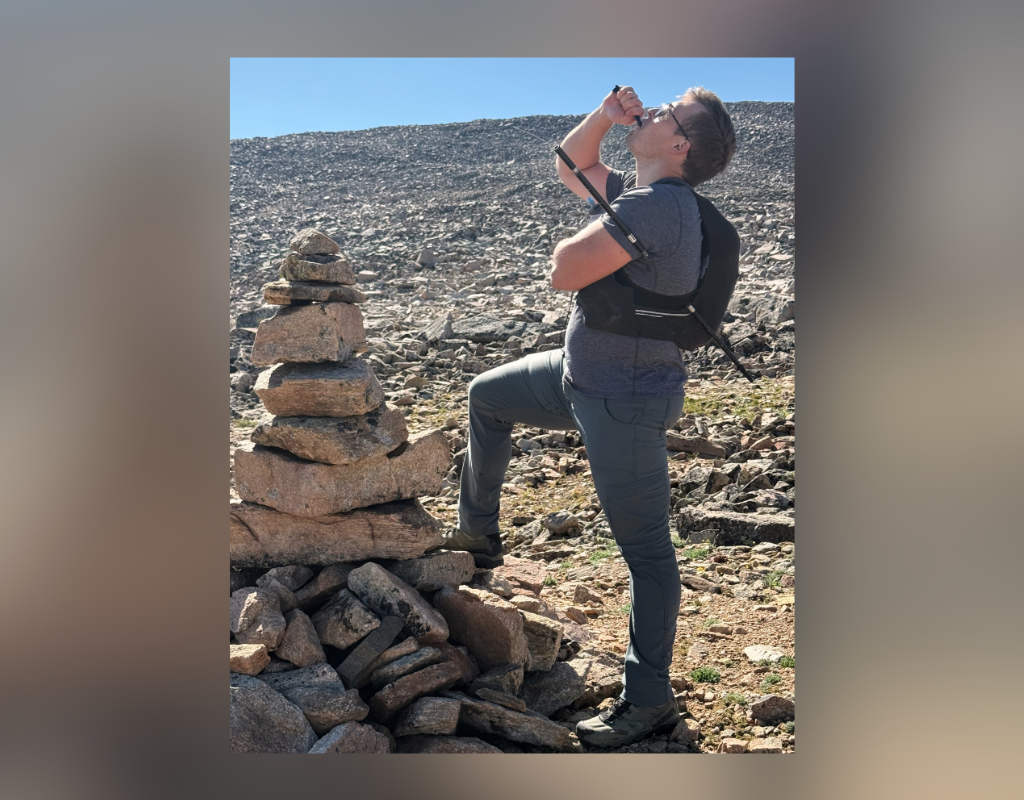 This photo provided by David Cifaldi shows Cifaldi after he impaled himself on a trekking pole while attempting to climb Montana’s highest summit, Granite Peak, on Monday, July 20, 2026, near Roscoe, Mont.