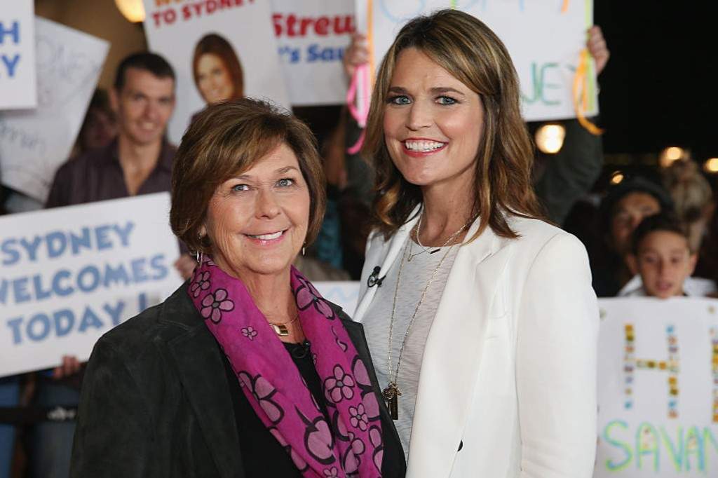 Savannah Guthrie poses alongside her mother Nancy Guthrie during a production break whilst hosting NBC's 'Today Show' live from Australia at Sydney Opera House on May 4, 2015 in Sydney, Australia.