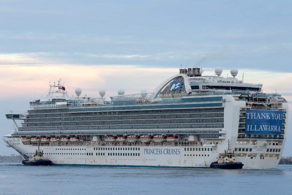 A file photo of the Ruby Princess departing from Port Kembla in Wollongong, Australia, Thursday, April 23, 2020.