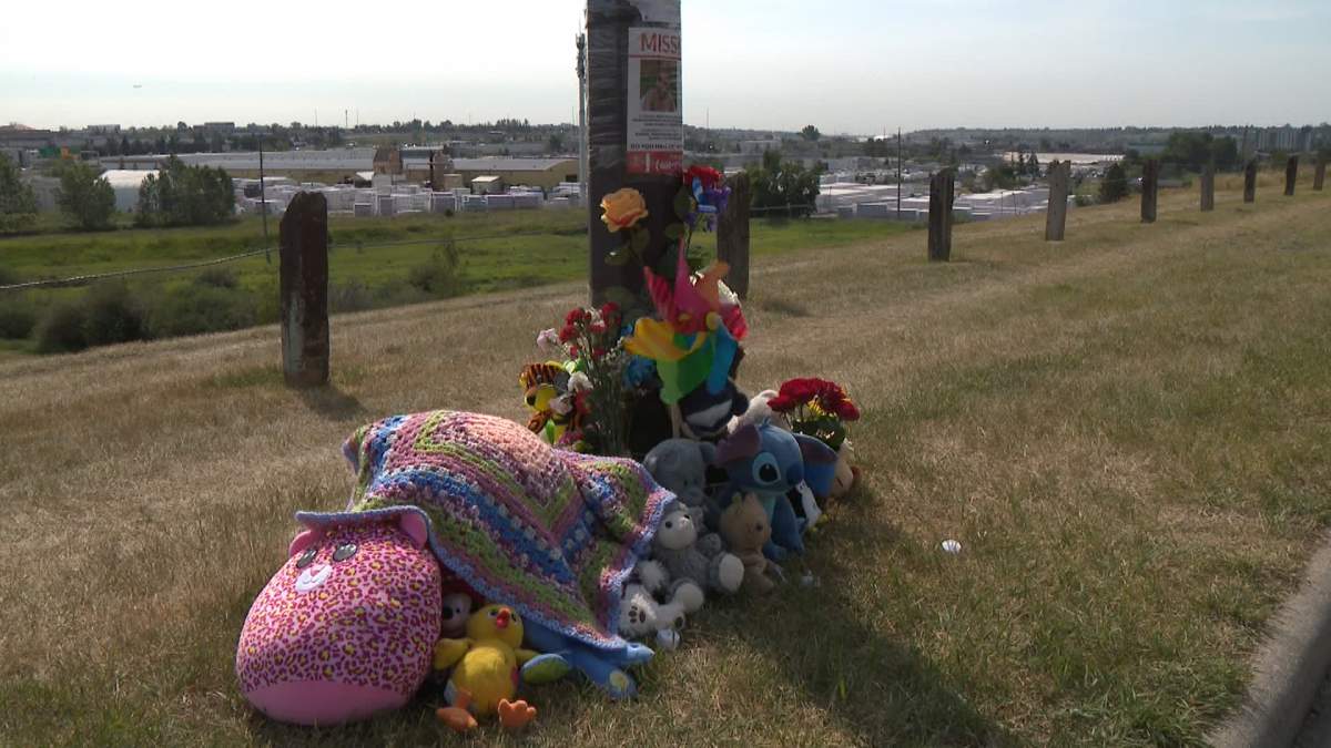 A memorial of flowers, stuffed animals and personal notes left by Calgarians, not far from where the 11-year-old boy was last seen.