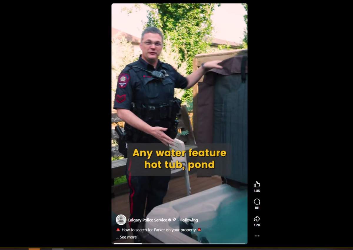 In a video, posted on social media, Calgary Police Sgt. Chris Martin, demonstrates how people can effectively search all areas of their property for the missing boy.