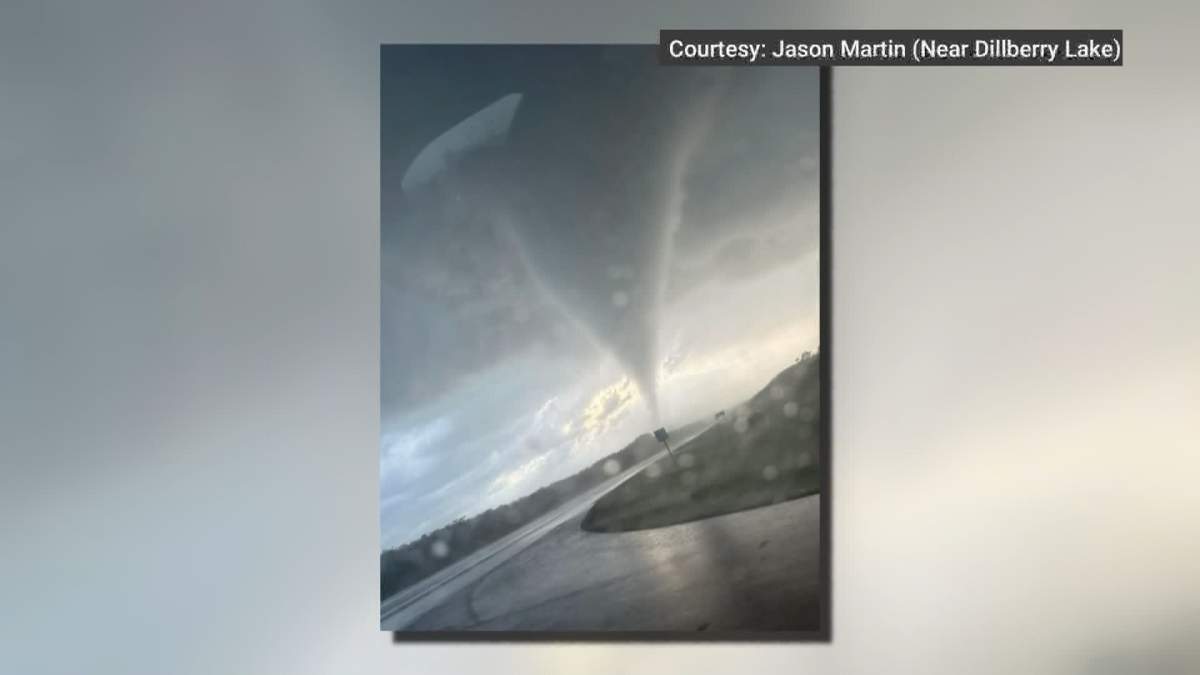 This photo, provided by a Global News viewer shows one of two tornadoes that touched down Wednesday evening in eastern Alberta. One of them, that ripped through Dillberry Lake Provincial Park, sent 3 people to hospital and left a trail of damage in its wake.
