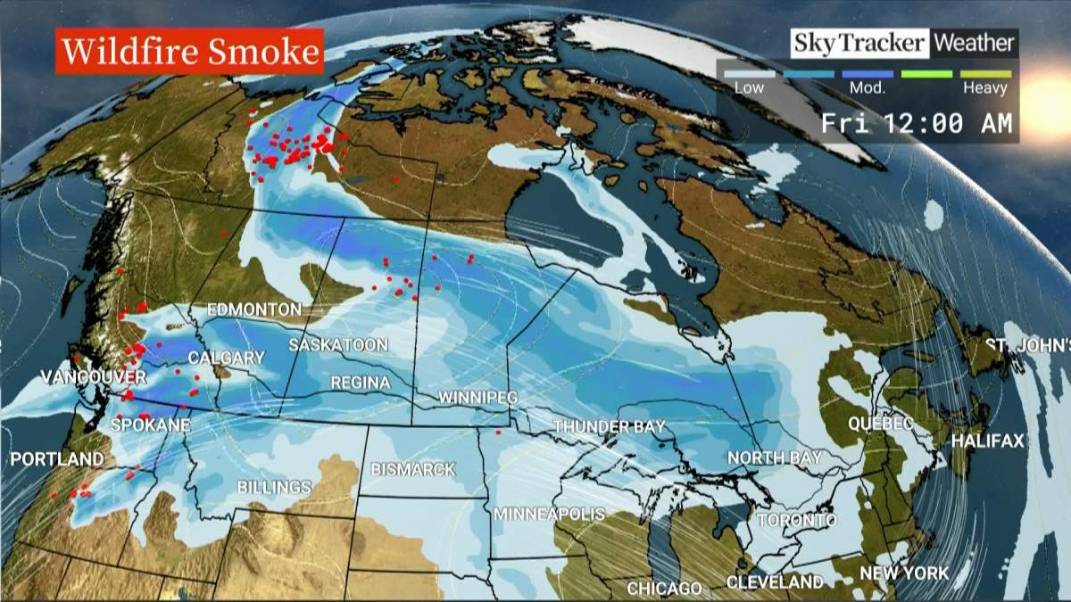 Along with the hot, dry weather, much of the prairies is also forecast to be blanketed in wildfire smoke.