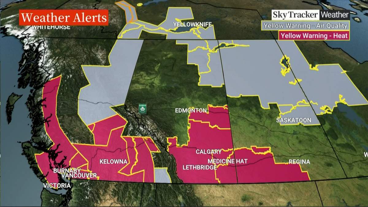 The heat warnings issued for southern Alberta and Saskatchewan on Thursday are expected to soon be extended eastward into Manitoba.