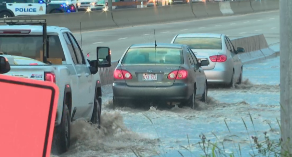 Localized flooding on Yellowhead Trail following overnight storm - image