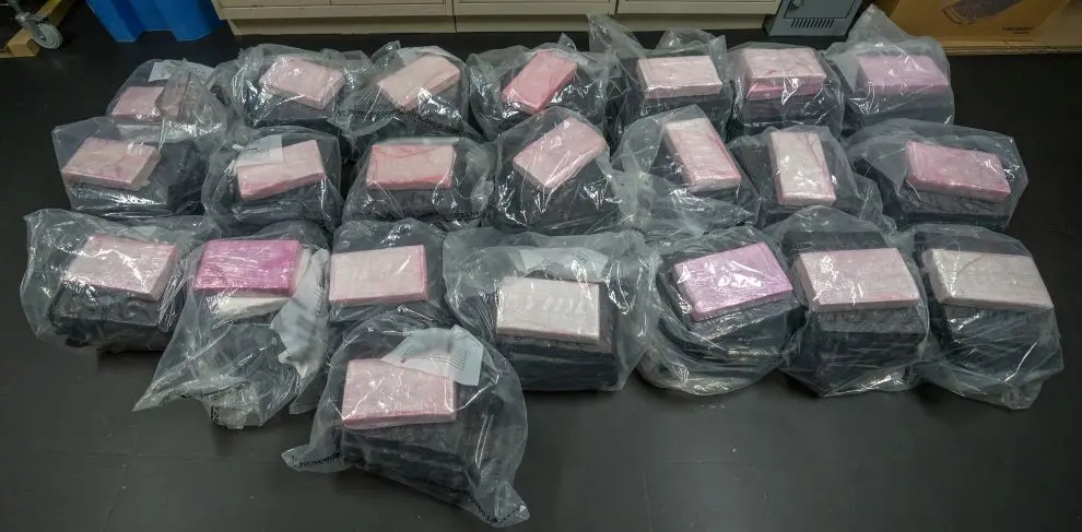 Several packages containing what is believed to be cocaine is displayed by York Regional Police after its seizure.