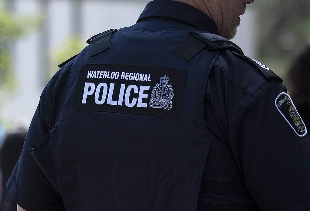 A police officer looks on during an event in Waterloo, Ont., Thursday, June 29, 2023. 
