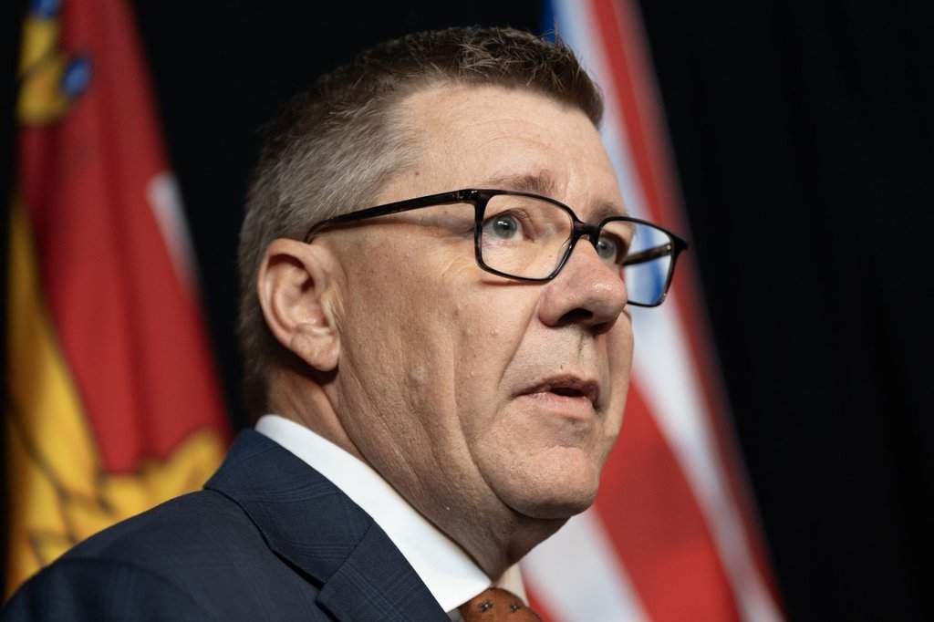 Saskatchewan Premier Scott Moe speaks to reporters ahead of the First Ministers Meeting with Prime Minister Mark Carney in Charlottetown on Thursday July 23, 2026. THE CANADIAN PRESS/Darren Calabrese.