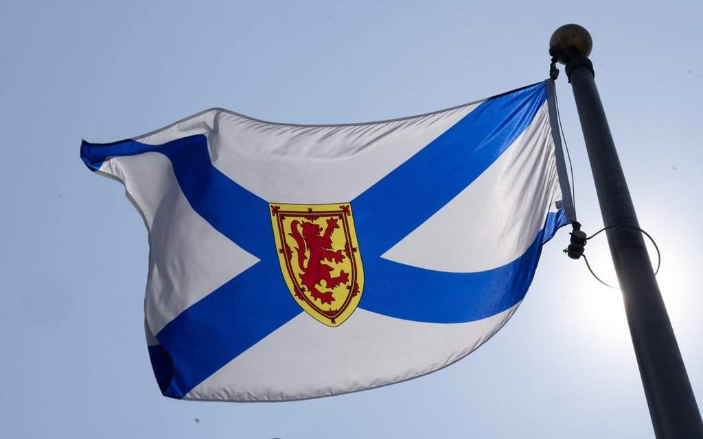 The Nova Scotia provincial flag flies on a flag pole in Ottawa, Friday, July 24, 2026 in Ottawa.  
