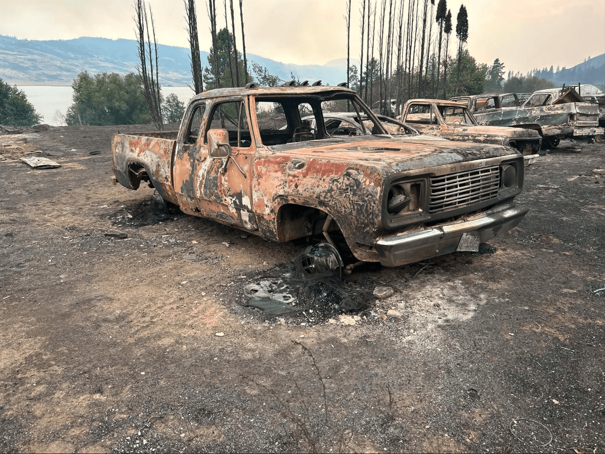 Destruction from the Bradley Creek wildfire.