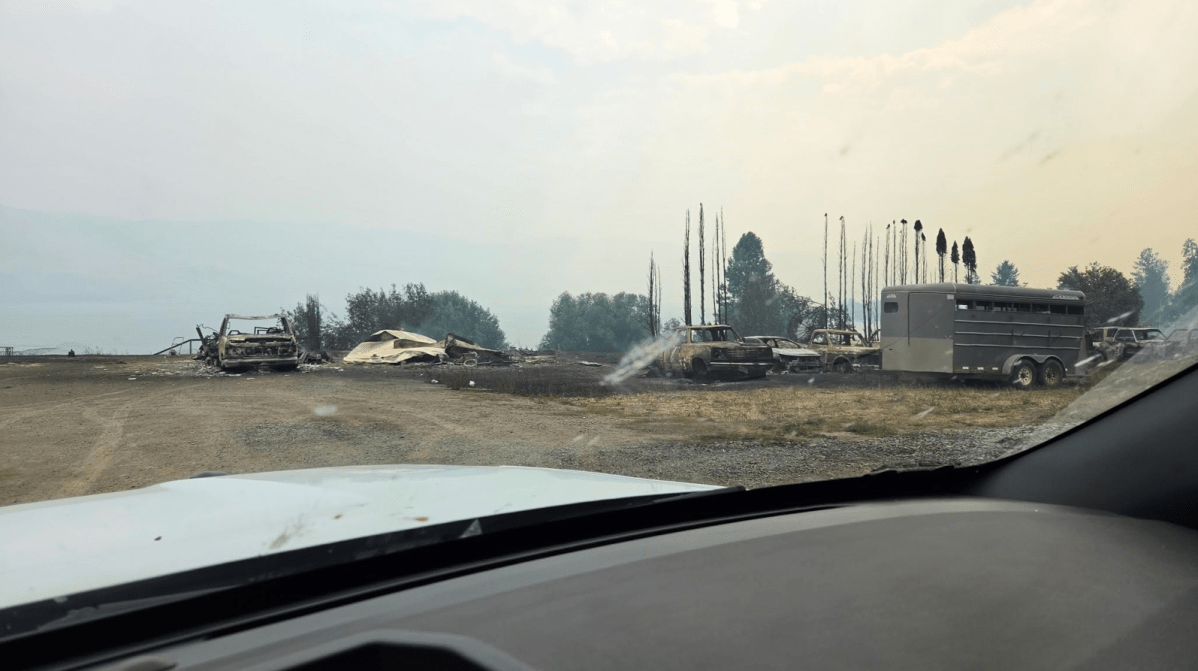 Destruction from the Bradley Creek wildfire.