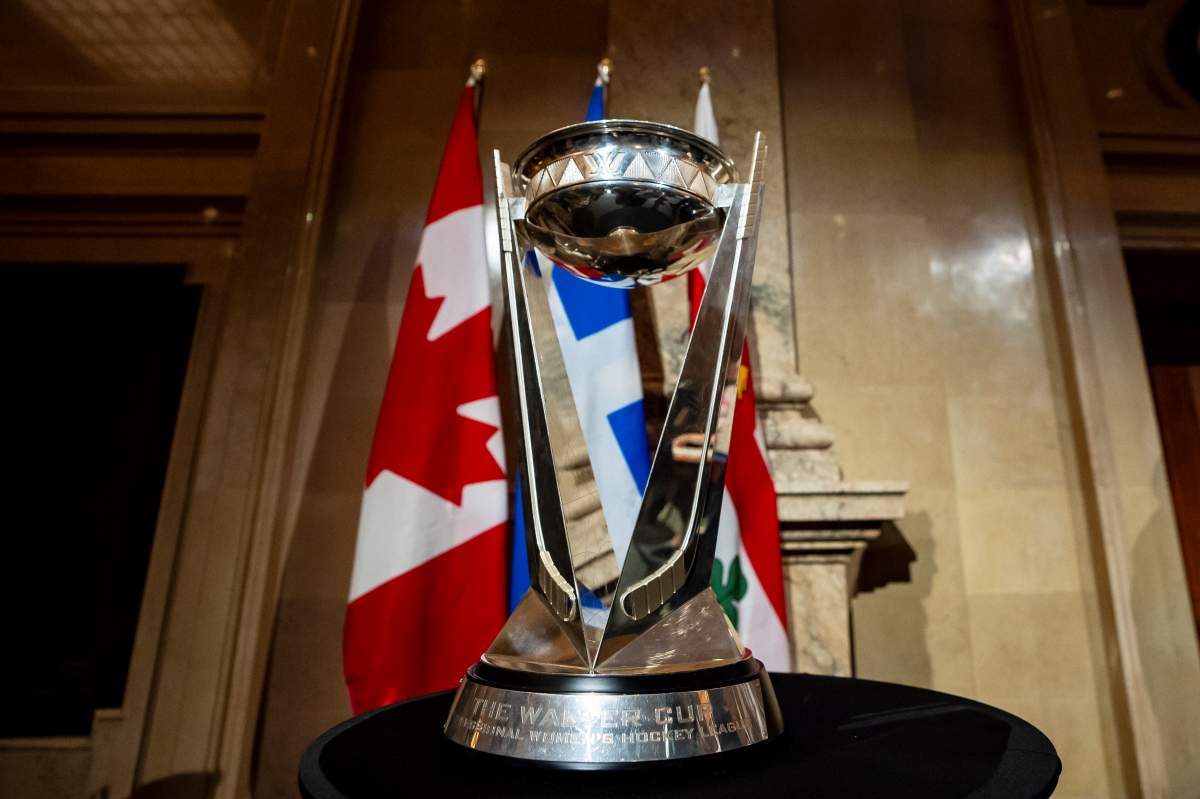 The Walter Cup is seen at city hall following the Montreal Victoire's PWHL Walter Cup victory in Montreal on Tuesday, May 26, 2026.