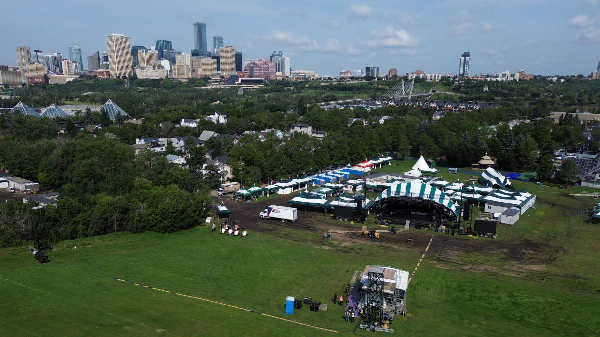 Edmonton Folk Music Festival being set up in Gallagher Park in Edmonton, Alta. on Wednesday, August 7, 2026.