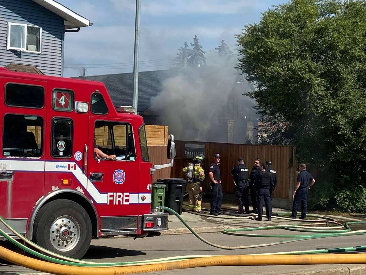 A house fire near 155 Street and 102 Avenue in west Edmonton's Canora neighbourhood on Thursday, August 27, 2026.
