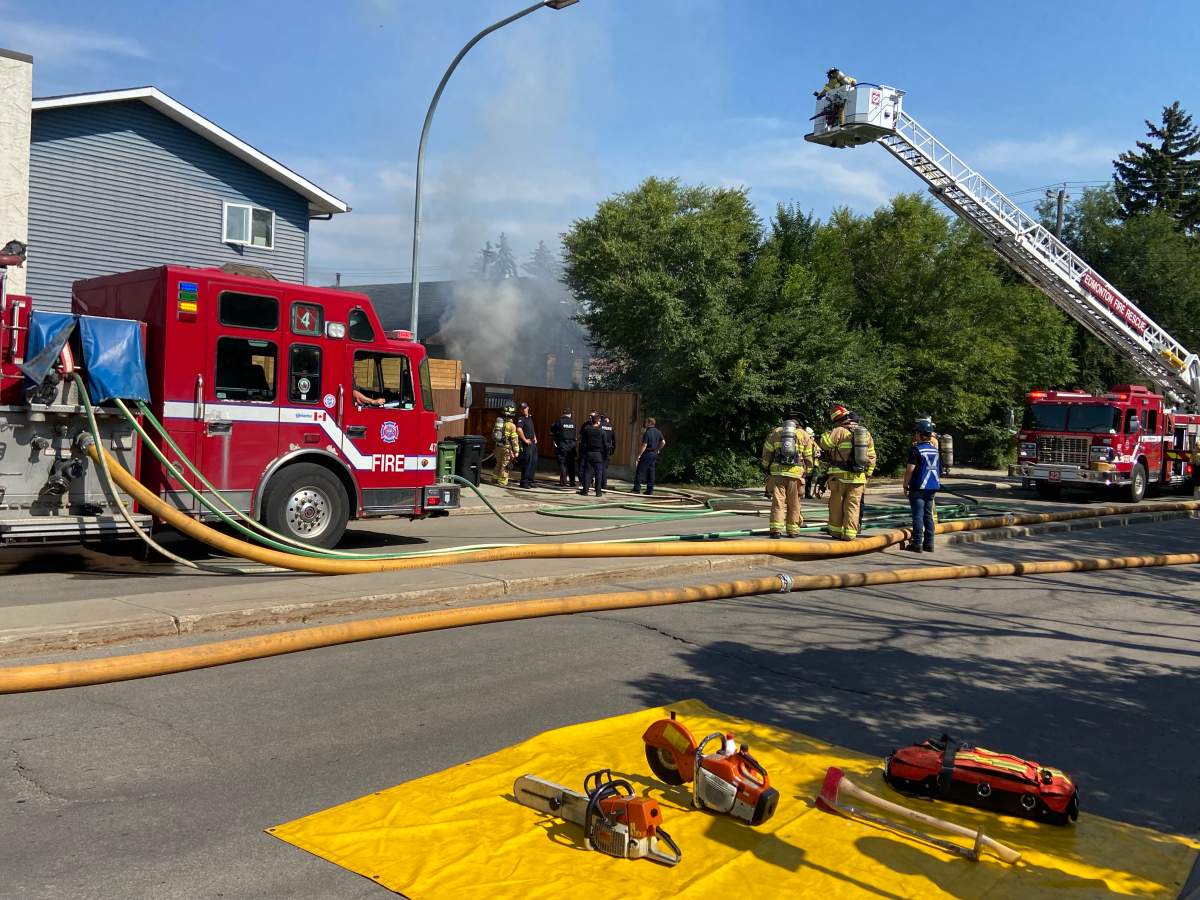 A house fire near 155 Street and 102 Avenue in west Edmonton's Canora neighbourhood on Thursday, August 27, 2026.