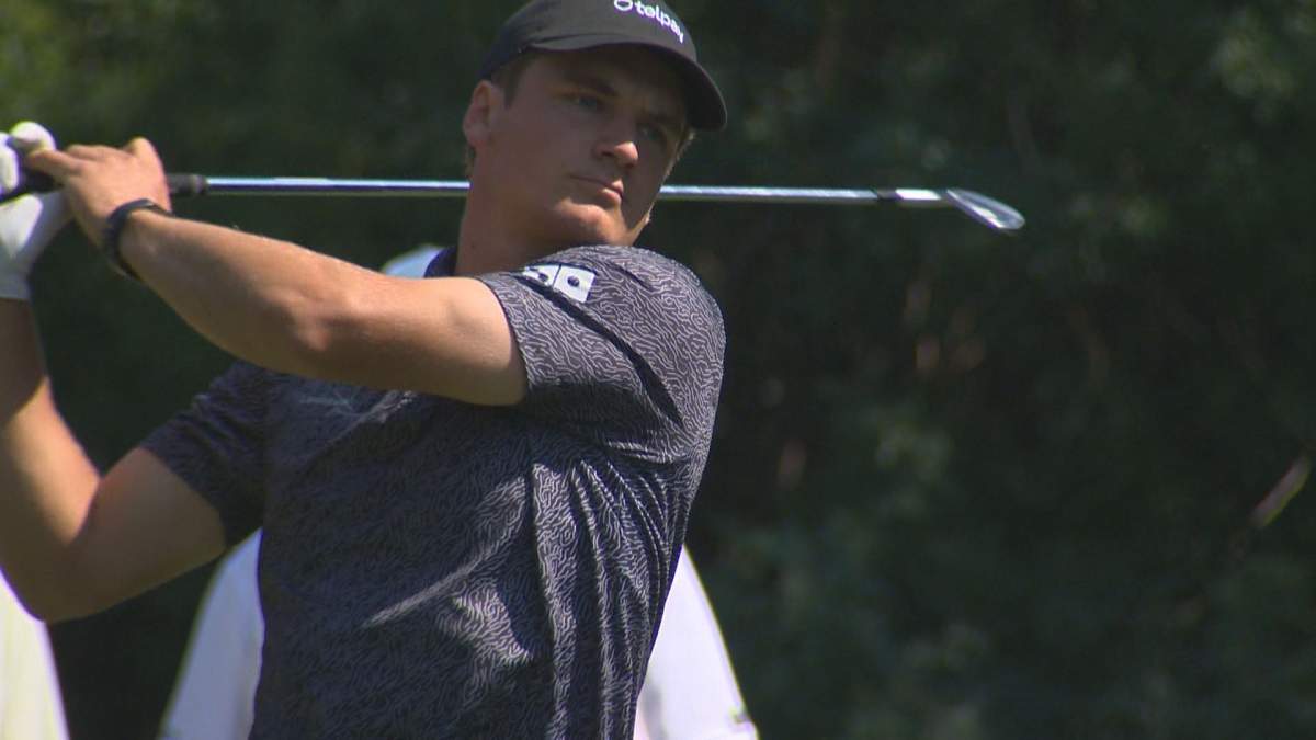Winnipeg's Braxton Kuntz prepares for a tee shot in the second round of the Manitoba Open at the Elmhurst Golf & Country Club.