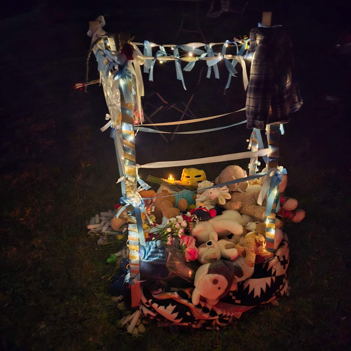 Monument created for baby "Cypress" after fetus or newly born infant's body was found