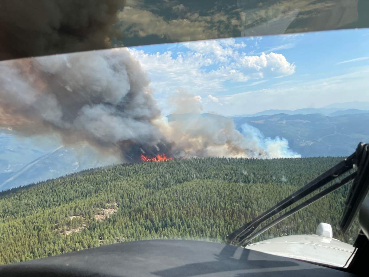 The Ezra Creek wildfire is burning north of Castlegar.