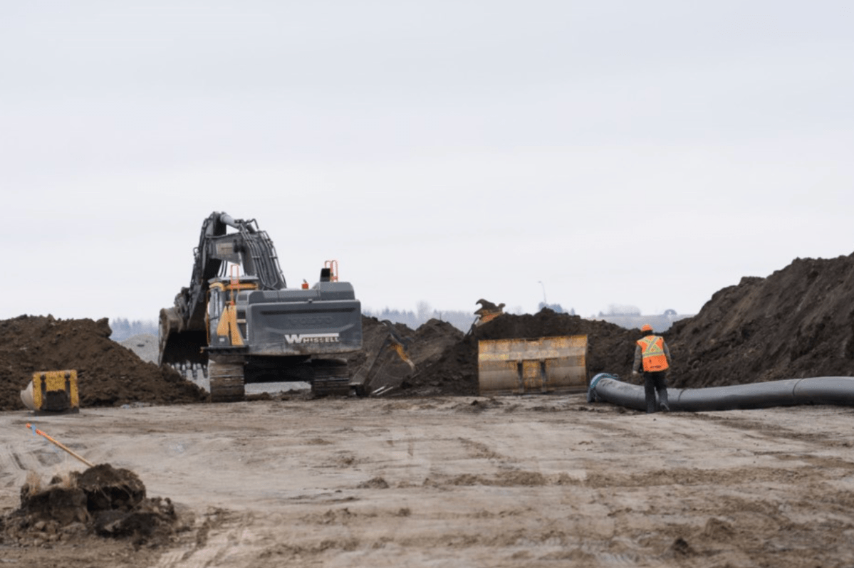 Work underway east of Okotoks for the Foothills Okotoks Regional Water Project on March 28, 2026.