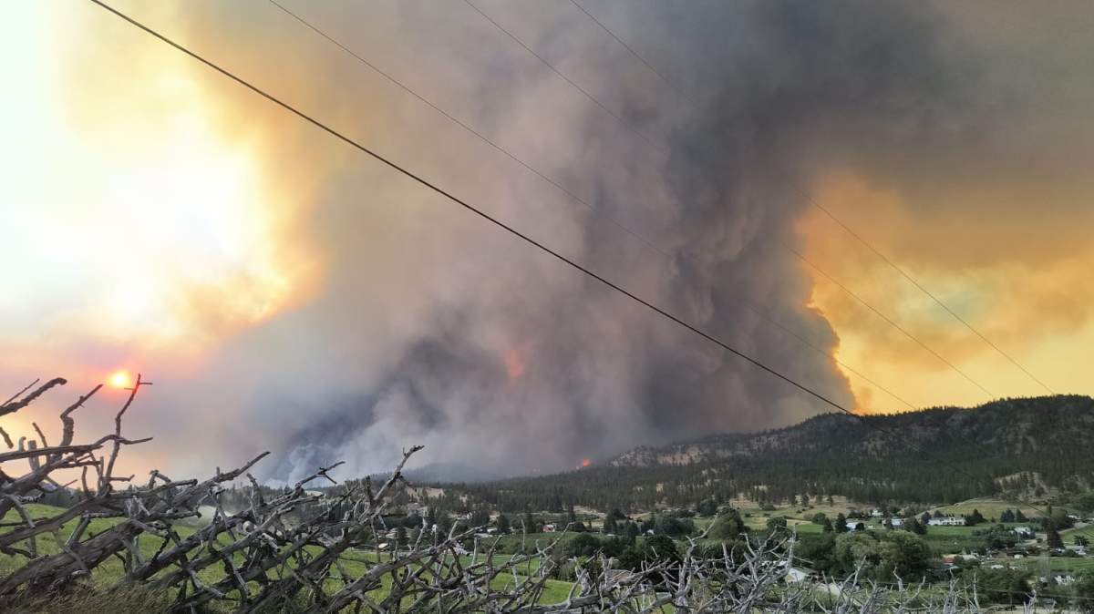 The Bald Range wildfire exploded in size near Summerland on Friday night.
