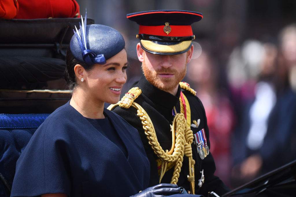 FILE: The Duke and Duchess of Sussex make their way along The Mall to Buckingham Palace, in London, after the Trooping the Colour ceremony, as Queen Elizabeth II celebrates her official birthday.