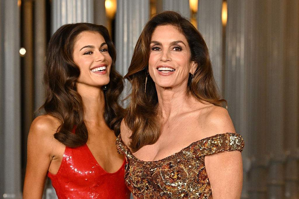 Kaia Gerber and Cindy Crawford at the 2025 LACMA Art + Film Gala held at LACMA on November 01, 2025 in Los Angeles, California.