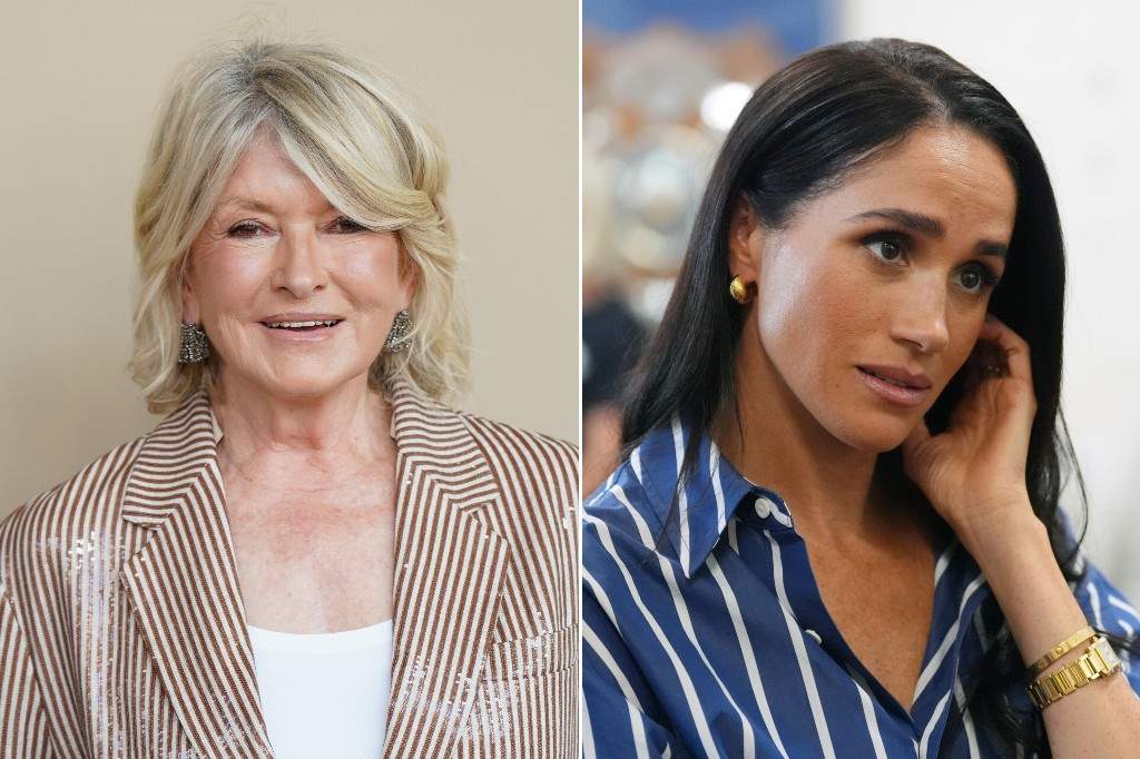 (L-R:) Martha Stewart at the David H. Koch Theater at Lincoln Center, New York, NY, April 14, 2026 and Meghan Markle meets volunteer first responders from Bondi Surf Bathers' Life Saving Club on April 17, 2026.