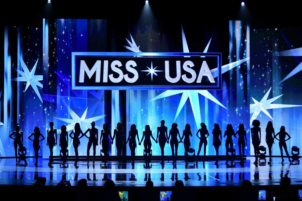 The Miss USA 2024 delegates pose onstage during the 73rd annual Miss USA Pageant at Peacock Theater on August 04, 2024 in Los Angeles, California.