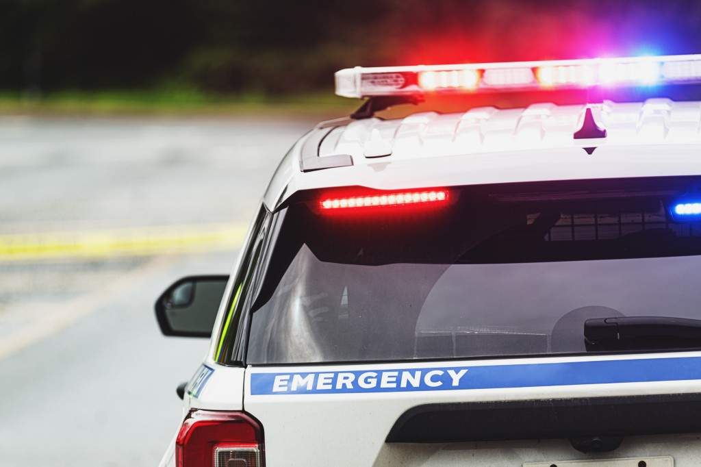 A file photo of a police block on the road on an emergency scene.