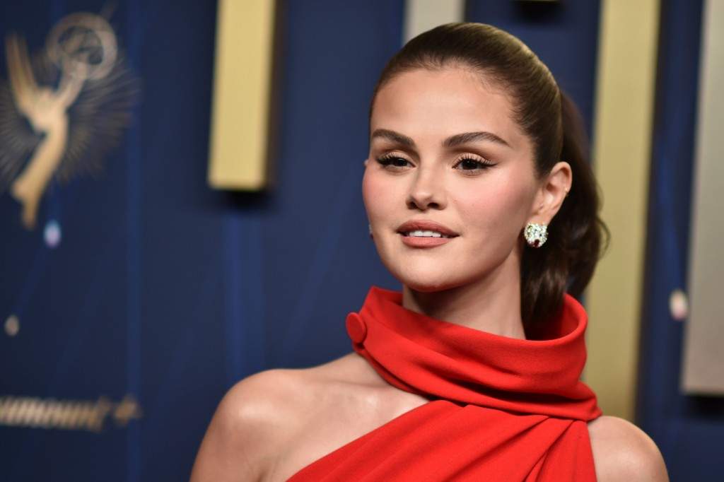 Selena Gomez arrives at the 77th Primetime Emmy Awards on Sunday, Sept. 14, 2025, at the Peacock Theater in Los Angeles.