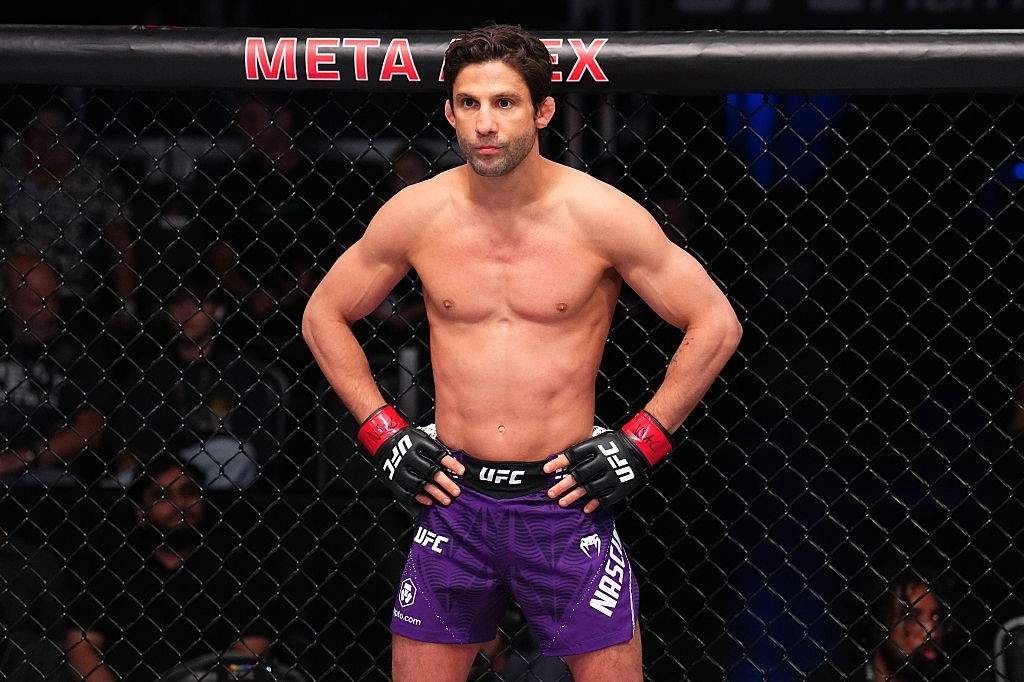Allan Nascimento of Brazil prepares to face Mitch Raposo in a flyweight fight during the UFC Fight Night event at Meta APEX on June 20, 2026 in Las Vegas, Nevada.