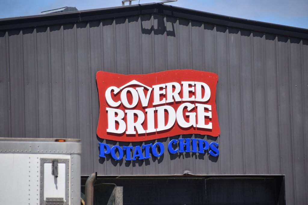 Covered Bridge Potato Chips Ltd.'s factory in Woodstock, N.B., is shown on Thursday, May 21, 2026. THE CANADIAN PRESS/Eli J. Ridder.