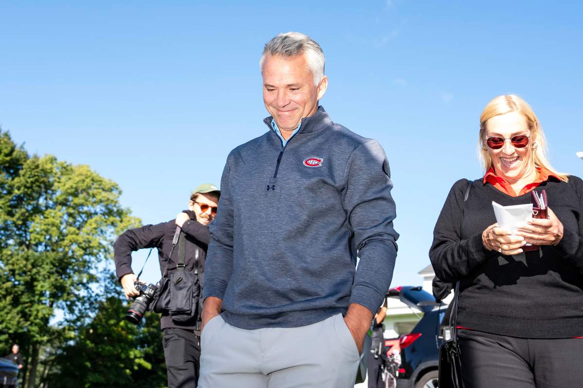 Montreal Canadiens head coach Martin St-Louis arrives to the team’s annual golf tournament, in Laval, Que., on Monday, Sept. 14, 2026.
