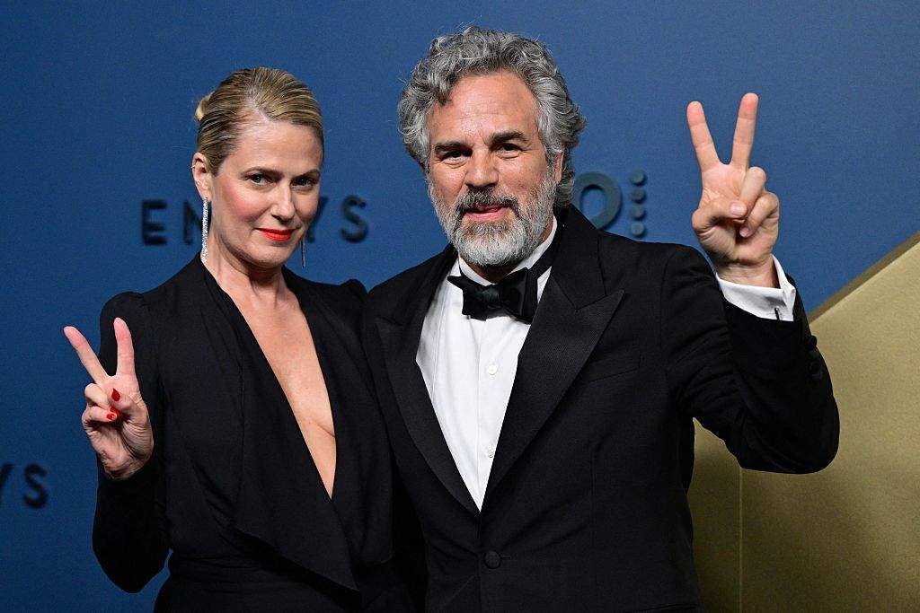 US actor Mark Ruffalo and his wife Sunrise Coigney arrive for the 78th Primetime Emmy Awards at the Peacock Theatre at LA Live in Los Angeles on September 14, 2026.