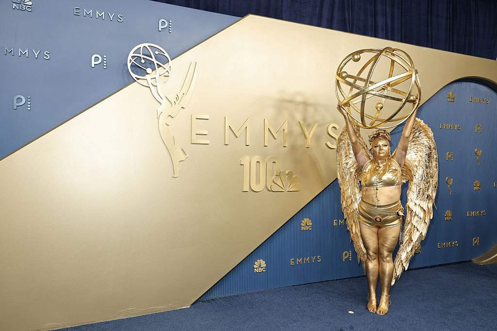 Megan Stalter attends the 78th Primetime Emmy Awards at Peacock Theater on September 14, 2026 in Los Angeles, California.