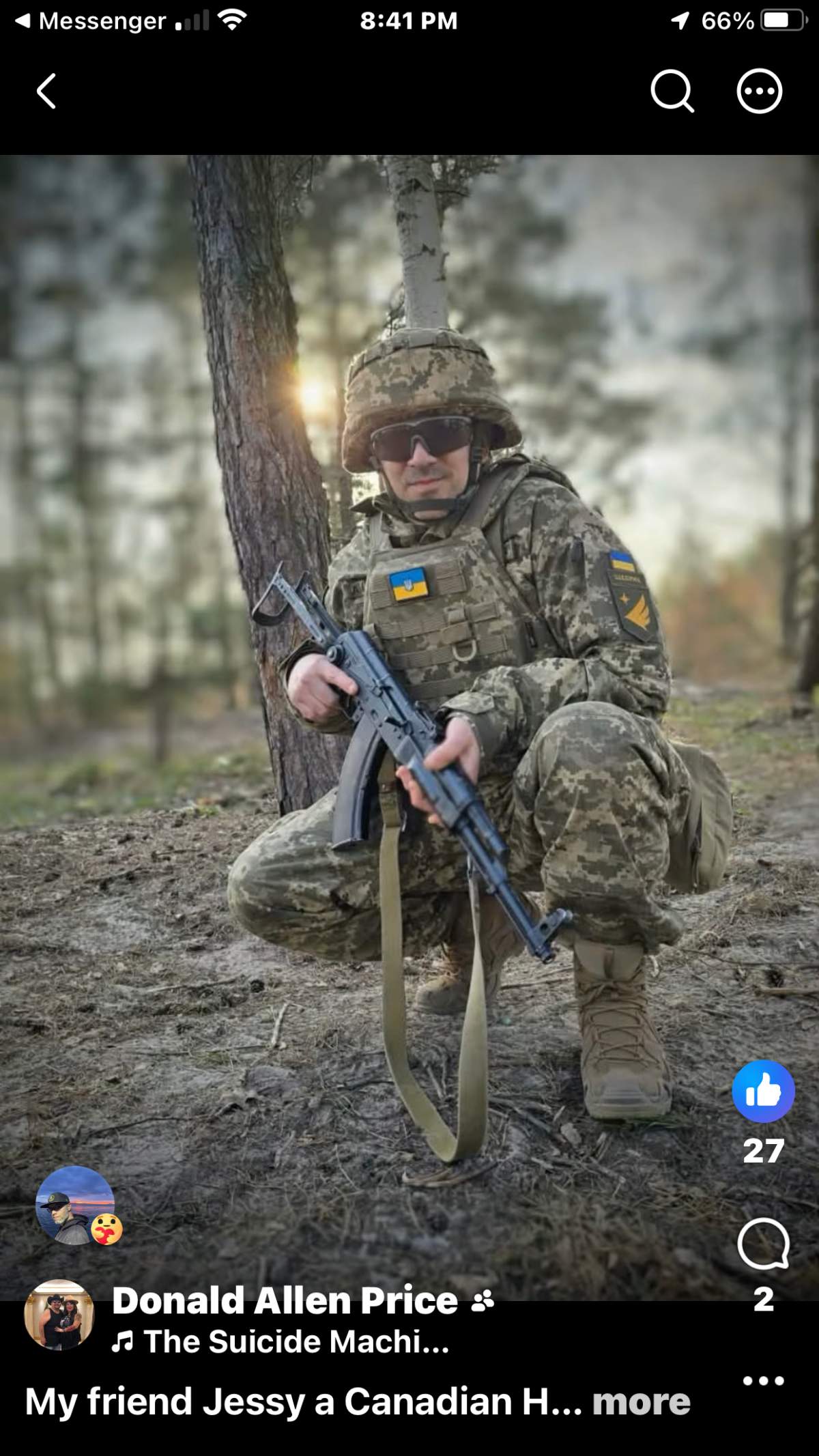 Jessy Bourgeois was killed while fighting in Ukraine.