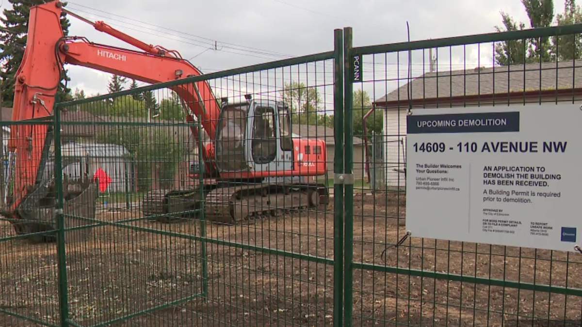 A lot in west Edmonton’s McQueen area where an infill development is being built near 146 Street and 110 Avenue.