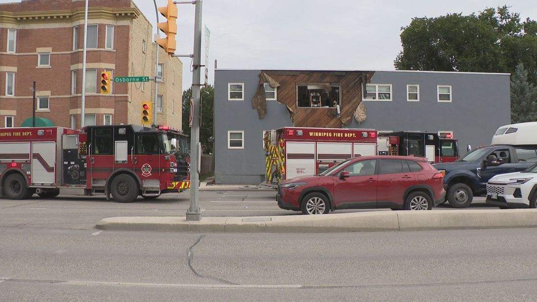 An explosion was reported at an apartment building in the 300 block of Clare Avenue, the Winnipeg Fire Paramedic Service said.