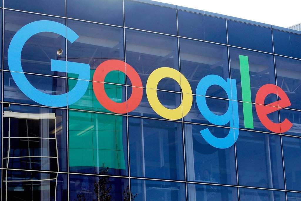 FILE - A sign is displayed on a Google building at their campus in Mountain View, Calif., Sept. 24, 2019. (AP Photo/Jeff Chiu, File).