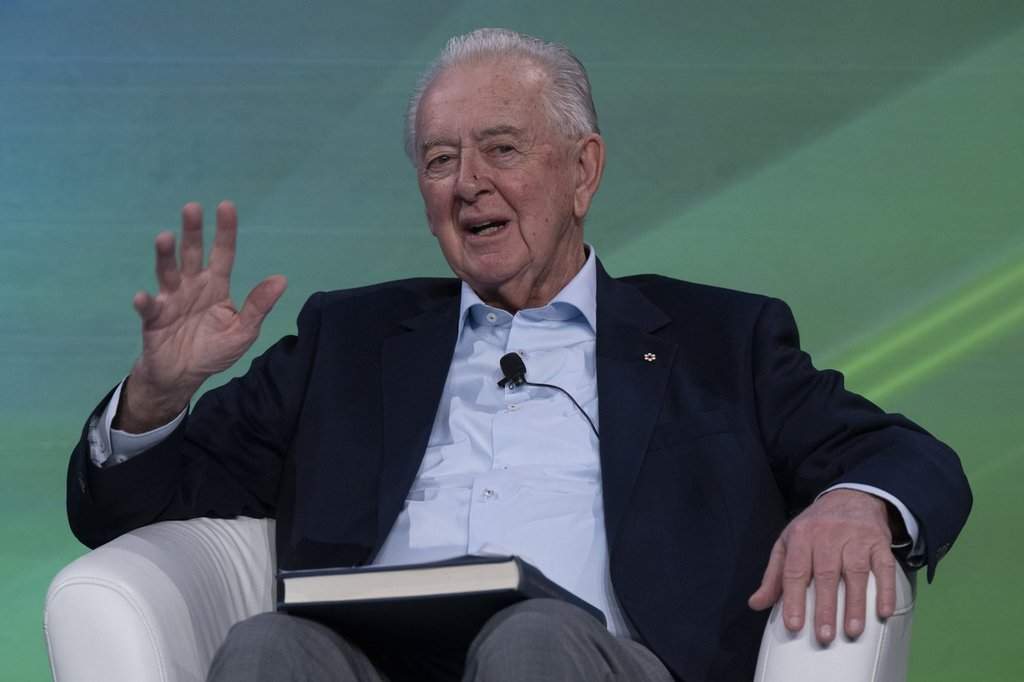 Preston Manning, former leader of the Reform party speaks at a conference on Wednesday, March 22, 2023, in Ottawa.  